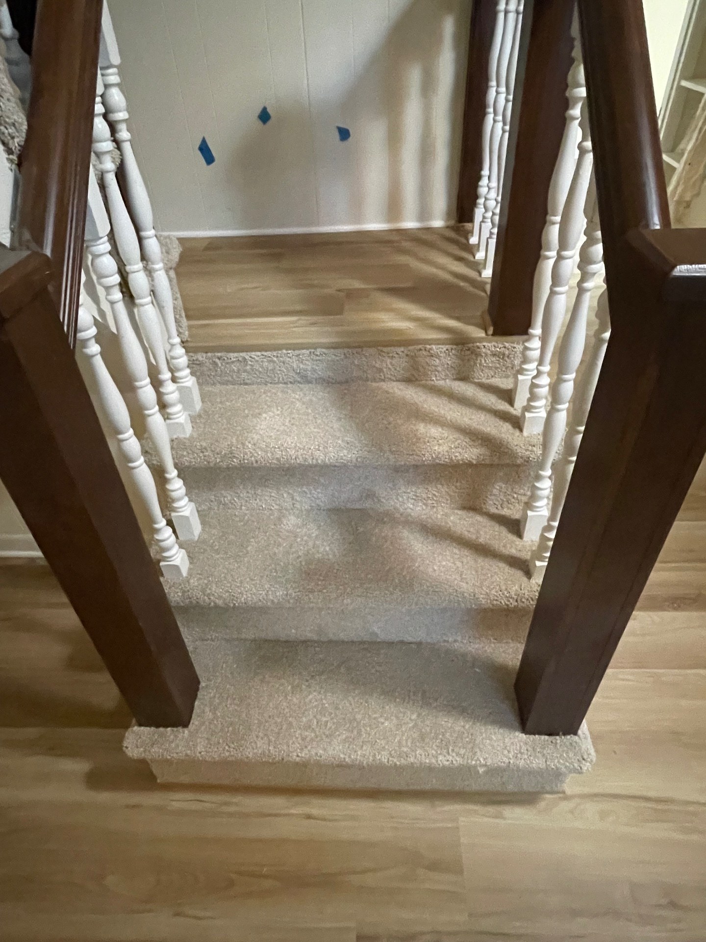 New carpet and pad power-stretched onto stair treads in Gainesville GA