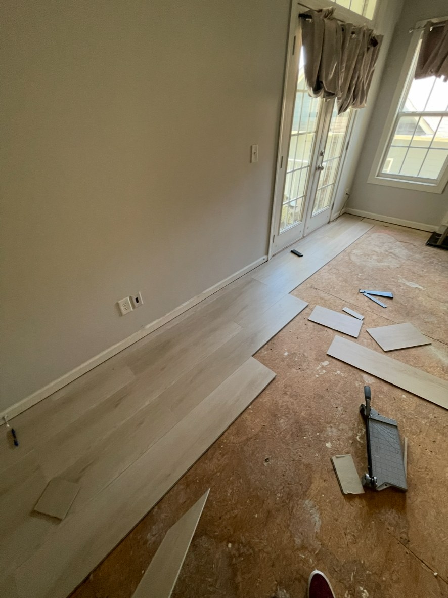 Wide-plank luxury vinyl plank flooring installed in a Gainesville GA living room